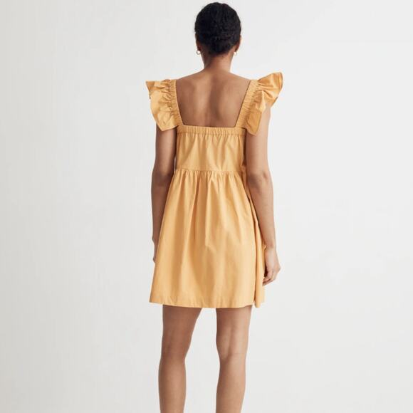 MADEWELL Flutter-Sleeve Square-Neck Mini Dress Autumn Wheat Yellow Sz XL {RR18} - Picture 3 of 8